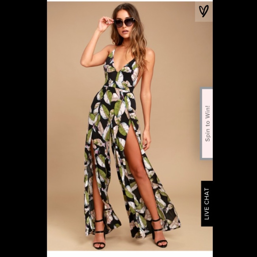 Lulus San Tropez Black and Green Romper